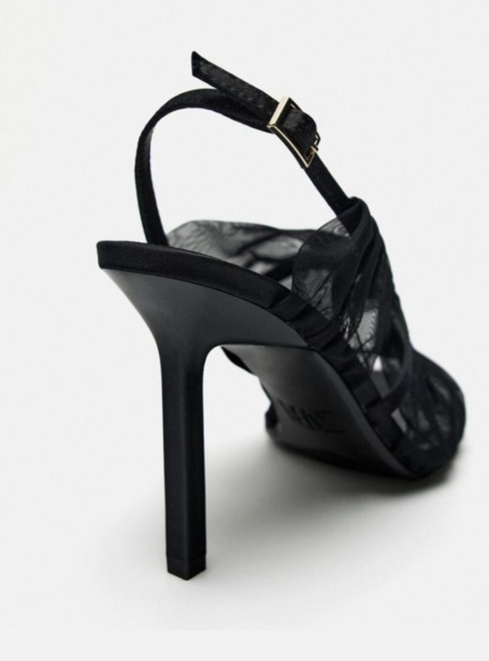 Sz 6.5 ZARA HIGH HEELED FABRIC SANDALS Black - Picture 4 of 7